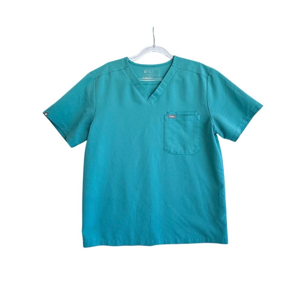 FIGS Technical Collection Scrub Top Teal Stretch V Neck Medical Uniform M Nurse